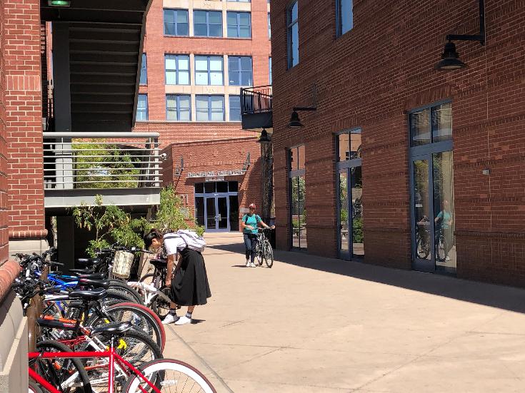 Biking on campus at ASU